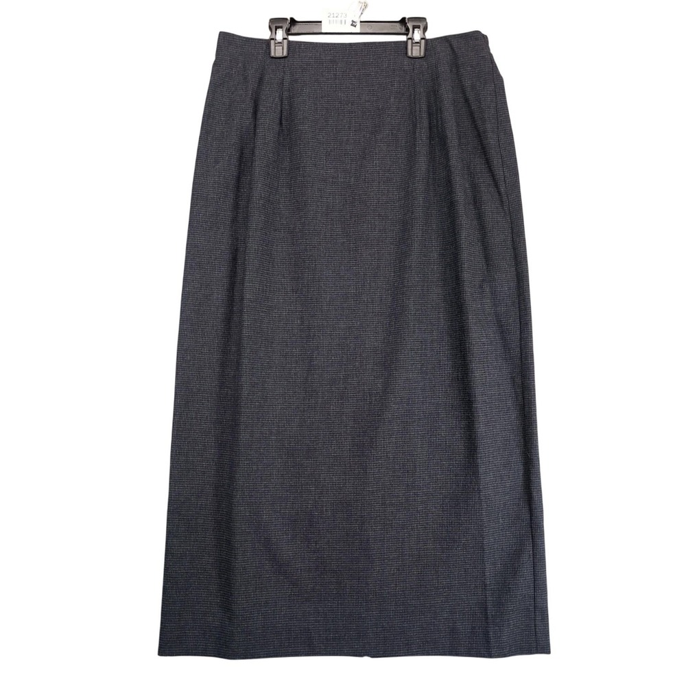 Vintage David Brooks Gray Houndstooth‎ Maxi Skirt Size 16 Lined Career Y2K Slit
